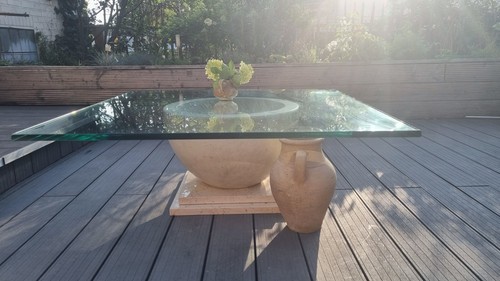 Vintage granit glastisch - granit,