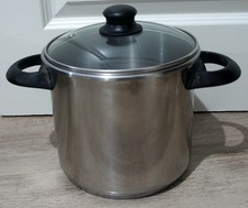 Edelstahl Suppentopf Glasdeckel Deluxe 5,5 Liter Edelstahl 18/10 schwarze Griffe