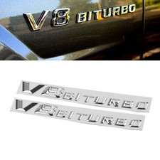 2pcs 3D Schriftzug Kofferraum, Seite Emblem V8 BITURBO Für Mercedes Benz