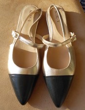 NEU! Sling-Ballerina Notre-V, schwarz-gold, Gr.43