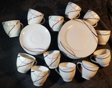 Van Well  Porzellan Kaffeeservice 6 Personen weiß violett schwarz oder einzeln