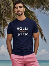 Hollister Emblem Casual T-Shirt California-Print Größe XL Blau Neu !!