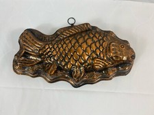 Fischform Auflaufform Kupfer Fisch verzinnt Vintage 41,5 cm