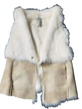 Edle ärmellose Jacke/Weste aus Kunstfell/Wildlederimitat, wollweiß, Gr. S