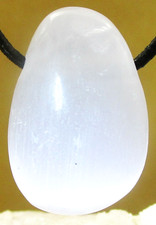 SELENIT    Trommelstein   gebohrt    EDELSTEIN   ANHÄNGER    Nr.3