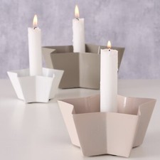 Kerzenhalter Remius Eisen lackiert  für Stabkerzen weiß beige taupe Farbwahl 