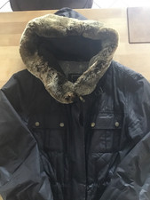 Original BELSTAFF Damen Jacke Biker Schwarz tailliert Fellkapuze G 42 dt / 48 it