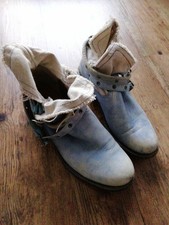 Damen Boots, Felmini, Stiefelette Gr. 41, bequem, blau vintage, leder/canvas