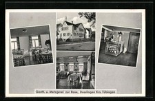Dusslingen, Ansichtskarte, Vier Ansichten vom Gasthaus u. Metzgerei zur Rose 