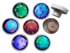 6er Set Design Druck Holz