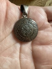 Maya Azteken Inka Kalender Anhänger 925 Silber 20 mm Beidseitig