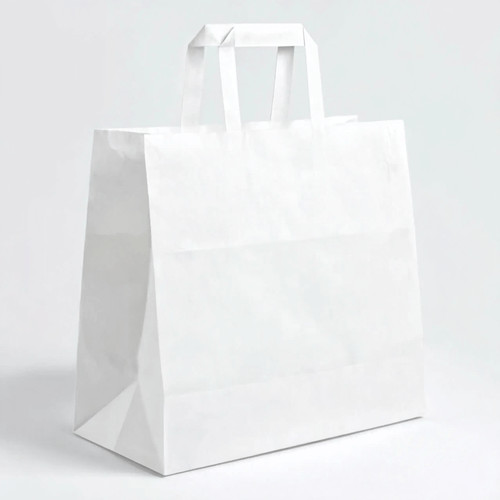 Papiertragetaschen weiß - 32, +