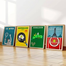 Tennis Kunst 4er Set Leinwand