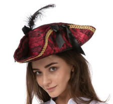 Deluxe piratenhut mit feder - mit,