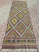 Gang Teppich Läufer, Vintage Türkischer Kelim Läufer, Flur Teppiche, Langer T...