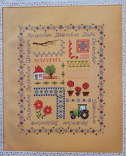 Stickvorlagen Kreuzstich Monatsbild September Raus aufs Land Traktor Landhaus