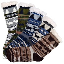 1x Paar Herren Hüttensocken Kuschelsocken Haussocken ABS Sohle Wintersocken