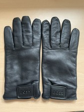 Hugo Boss Lederhandschuhe mit Label-Detail in Schwarz (Größe 9,5)