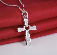 Kinder Baby Taufe Erste Kommunion Firmung Kreuz Anhänger Silber S925 mit Kette
