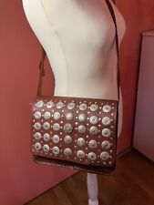 Tasche Schultertasche Westernstyle Rindsleder braun "Münzen" neu - nie verwendet