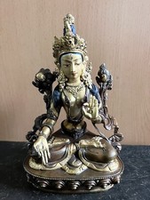 Buddha Statue Weiße Tara – Massiv, Feuervergoldet, Bronze 21 cm.