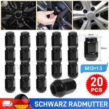 20 Radmuttern Schwarz M12 x