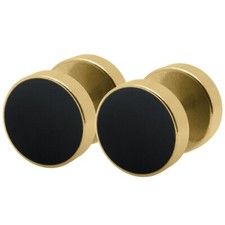 1 Paar Fakeplugs rund gold schwarz silber Piercing Ohrstecker Edelstahl Plugs