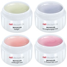 UV Gel Spar Pack Set 4x5ml Allround +HaftGel +AufbauGel rosa +Finish Versiegler