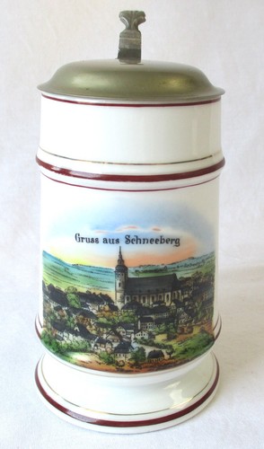 Porzellan bierkrug gruß aus - porzellan,