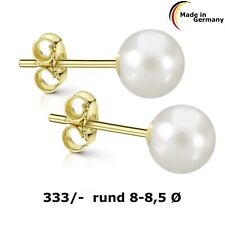 Ohrstecker Gold 333  echte Süßwasserzuchtperle 8 - 8,5 mm  1 Paar