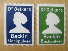 (4923)  2 x Reklamemarke - Dr. Oetker´s Backin Backpulver