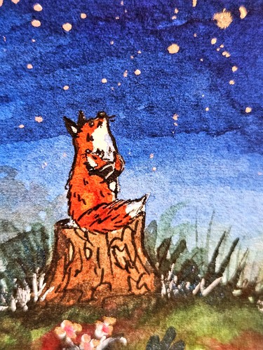 Fuchs baby aquarell gemälde - fuchs,