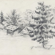 Zeichnung Waldlandschaft