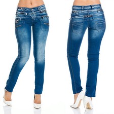 Cipo & Baxx Jeans Damen Slim Stretch Hose 282 Blau Hüftjeans Low Waist