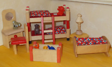 Kinderzimmer Puppenhaus Holz Etagenbett Wiege Spielzeug-Kiste Frisiertisch Stuhl