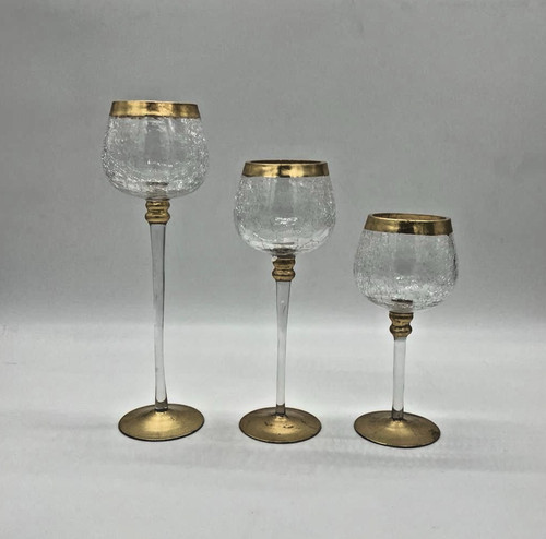Windlicht set kelch glas gold - windlicht,