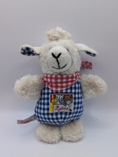 Sigikid Schaf Lamm Ziege Halstuch Stofftier Plüsch Weiß Blau kariert 18cm Retro