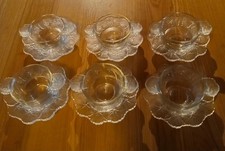6x Lalique Hanfleur Dessertschalen mit Servierunterteller