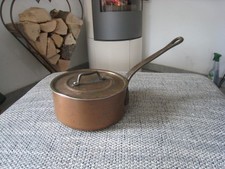 alter Vintage Kupfertopf Topf mit Deckel Stieltopf 16cm D 8 cm hoch