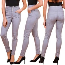 Damen 4 Knopf Skinny Jeans