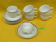 6 x cp Weisswasser Kaffeegedeck Kaffeetasse & Unterteller metallisierender Rand