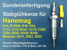 Stabglühkerzen Umbausatz Hanomag C112, C115 Greif, C218, C220, C224 - Glühkerzen