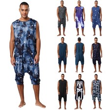 Herren Bodysuit Tanktop Jumpsuit Erwachsene Schlafanzug Bequem Pajamas Locker