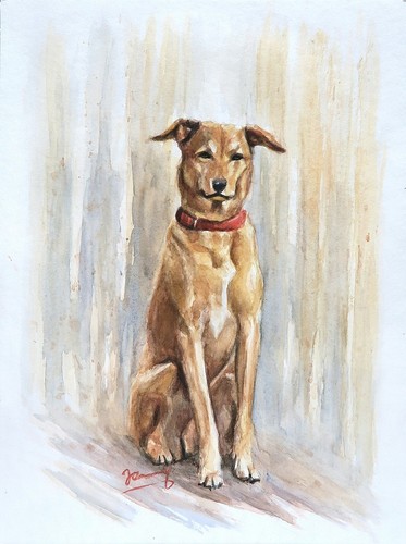 Original aquarell sitzender - aquarell,