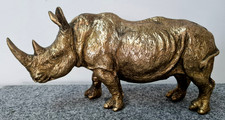 Dekofigur Nashorn gold 17,5 cm