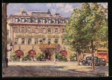 Künstler-AK Saalfeld, Partie am Mauxion Hotel Roter Hirsch 