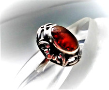 Ring Silber 900  Bernstein Jugendstil Art Nouveau um 1900 antik Vintage