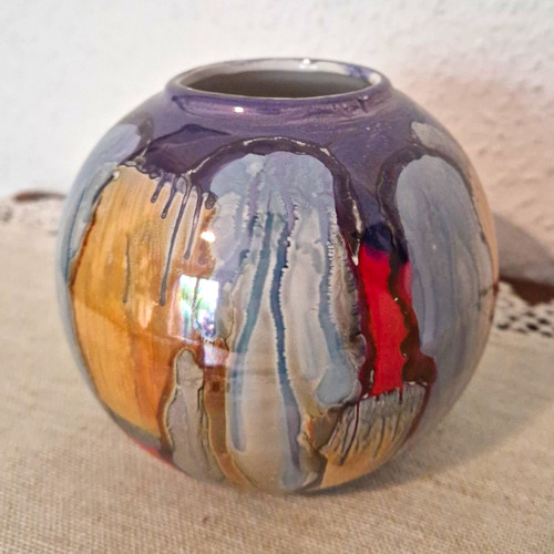 Kugelvase keramik mehrfarbig - kugelvase,