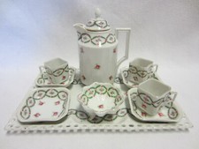 PORZELLAN - MOKKA-SERVICE / TABLETT / ETAGERE - "JUGENDSTIL" -Böhm. Pirkenhammer