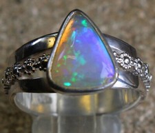 2 - sided Crystal Opal 1.8 Karat 925er Silberring Größe 19,4 mm